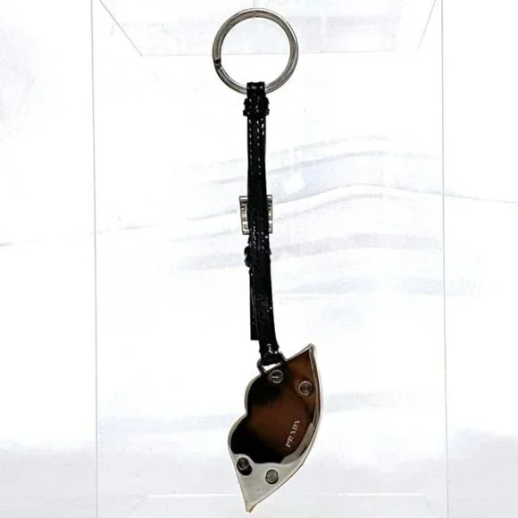 Prada Key Holder Orange Silver Black Plastic Metal - Picture 2 of 9